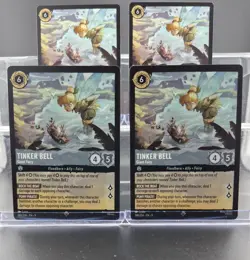 Disney Lorcana Tinker Bell - Giant Fairy 188/204 Fabled Super Rare 4 Cards Set - Image 1