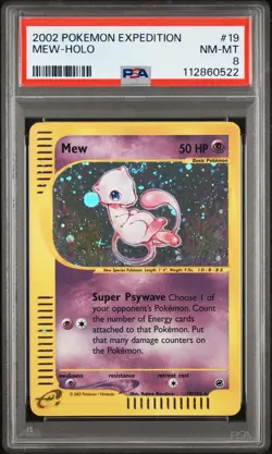 2002 POKEMON EXPEDITION #19 MEW-HOLO PSA 8 - Image 1