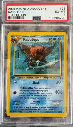 2001 Pokemon Neo Discovery - Kabutops #25 1st Edition - PSA 6 - Image 1