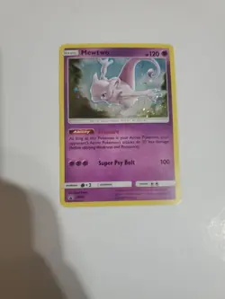 2017 Pokemon Mewtwo SM77 Shining Legends Pin Promo RARE Cosmos Holo w/ SWIRL - Image 1