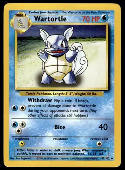 Pokemon TCG Base Set #42/102 Wartortle LP+ - Image 1