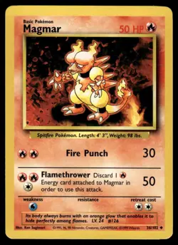 Pokemon TCG Base Set #36/102 Magmar LP+ - Image 1