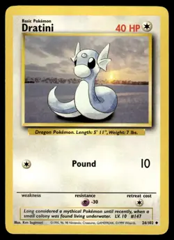 Pokemon TCG Base Set #026/102 Dratini NM - Image 1