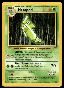 Pokemon TCG Base Set #54/102 Metapod LP+ - Image 1