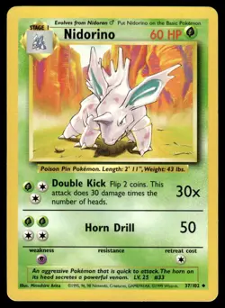 Pokemon TCG Base Set #37/102 Nidorino LP+ - Image 1
