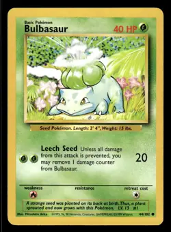 Pokemon TCG Base Set #44/102 Bulbasaur LP - Image 1