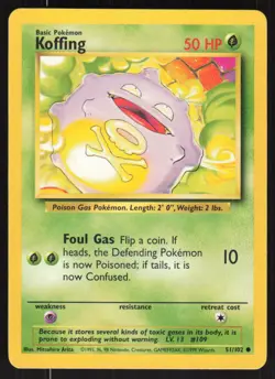 Pokemon TCG Base Set #051/102 Koffing LP - Image 1