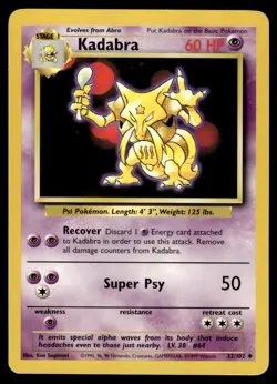 Pokemon TCG Base Set #32/102 Kadabra LP+ - Image 1