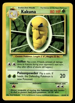 Pokemon TCG Base Set #33/102 Kakuna LP+ - Image 1