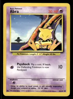 Pokemon TCG Base Set #43/102 Abra NM - Image 1