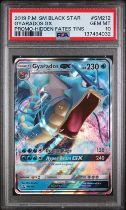 2019 POKEMON SM BLACK STAR PROMO SM212 GYARADOS GX HIDDEN FATES TINS - PSA 10 - Image 1