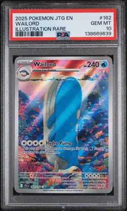 2025 POKEMON JTG EN-JOURNEY TOGETHER ILLUSTRATION RARE #162 WAILORD PSA 10 - Image 1
