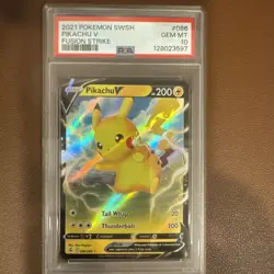 Pikachu V 86/264 Ultra Rare Fusion Strike Pokemon TCG Gem Mint PSA 10 - Image 1