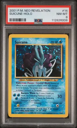 2001 POKEMON NEO REVELATION #14 SUICUNE-HOLO PSA 8 - Image 1