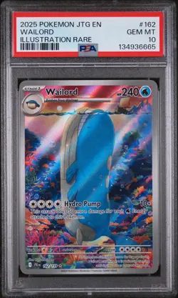 2025 POKEMON JTG EN-JOURNEY TOGETHER ILLUSTRATION RARE #162 WAILORD PSA 10 - Image 1