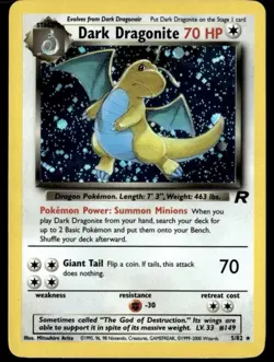 Pokemon Dark Dragonite Holo Rare Team Rocket 5/82 Unlimited 70 HP English 2000 - Image 1