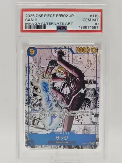 2025 One Piece PRB02 #119 Japanese Sanji Manga Alt Art GEM MT PSA 10! - Image 1