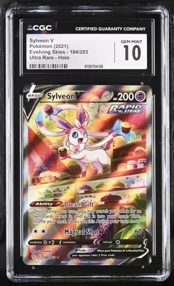 CGC 10 GEM MINT Sylveon V 2021 Evolving Skies 184/203 Holo Pokemon Card - Image 1