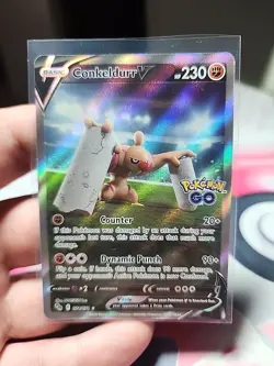 Pokemon TCG Conkeldurr V 074/078 Pokemon GO Full Art Holo Rare Near Mint - Image 1