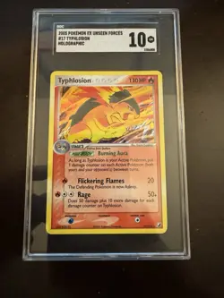 2005 Typhlosion Pokemon EX Unseen Forces Holo 17/115 SGC 10 Gem - Image 1