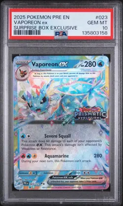 Pokemon Surprise Box Promo Vaporeon ex 023 PSA 10 - Image 1