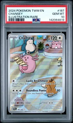 2024 POKEMON TWM EN-TWILIGHT MASQUERADE ILLUSTRATION RARE #187 CHANSEY PSA 10 - Image 1
