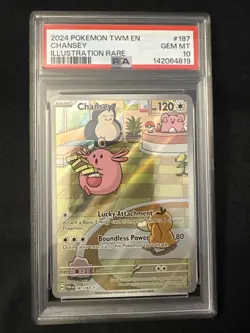 2024 POKEMON TWM EN-TWILIGHT MASQUERADE ILLUSTRATION RARE #187 CHANSEY PSA 10 - Image 3