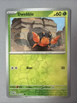 Pokemon TCG * Paradox Rift * 6/182 Dwebble REVERSE HOLO Common * FRESH PK - Image 1