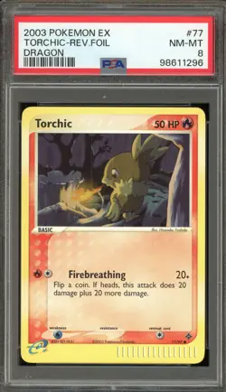 Pokemon Torchic EX Dragon Reverse Holo #77 PSA 8 - Image 1