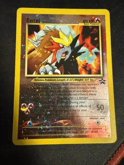 Pokemon Vintage Reverse Holo Promo #34 Entei WoTC Black Star - Image 1