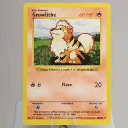 Pokemon TCG - Growlithe 28/102 Base Set Uncommon Shadowless WOTC 1999 - NM - Image 2