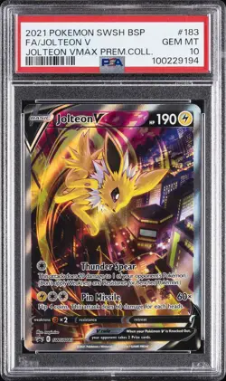 2021 POKEMON SWSH BLACK STAR PROMO #183 FULL ART/JOLTEON V PSA 10 - Image 1