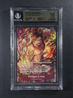 2026 ONE PIECE PROMOS ILLUSTRATION BOX VOL.5 #005 PORTGAS D. ACE PSA 10 - Image 1
