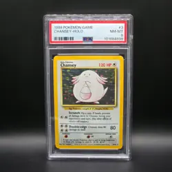 Chansey 3/102 PSA 8 NM-MT Holo Rare Pokemon Card Base Set Unlimited 52596139 - Image 1