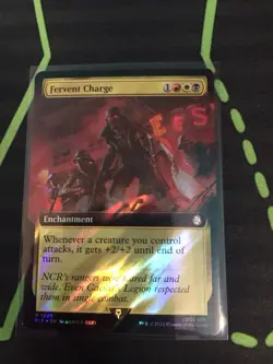 MTG Magic The Gathering Fervent Charge Surge Foil PIP Rare Ext Art Fallout - Image 1