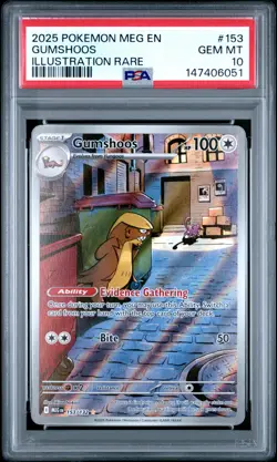 2025 POKEMON MEG EN-MEGA EVOLUTION ILLUSTRATION RARE #153 GUMSHOOS PSA 10 - Image 1