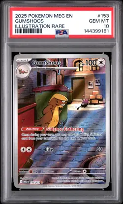 Gumshoos #153 2025 Pokemon Mega Evolution Illustration Rare PSA 10 250001 - Image 1