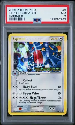 2005 POKEMON EX EMERALD #3 EXPLOUD-REVERSE FOIL PSA 7 - Image 1