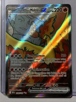 Pokemon TCG Team Rocket's Moltres EX Full Art Holo Destined Rivals 208/182 NM - Image 1