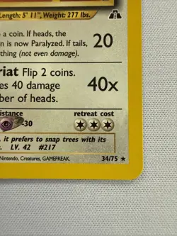 Ursaring 34/75 Neo Discovery Regular Rare Vintage Pokemon Card - Image 4