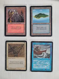 MTG 4 ALPHA Cards! Island, Mountain, Water Elemental, Black Ward! 1993 1st Print - Image 2