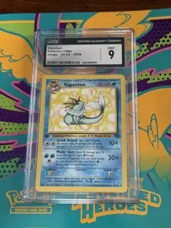 CGC 9 Vaporeon 1st Edition Rare Jungle 1999 Pokemon Card #28 - Image 1