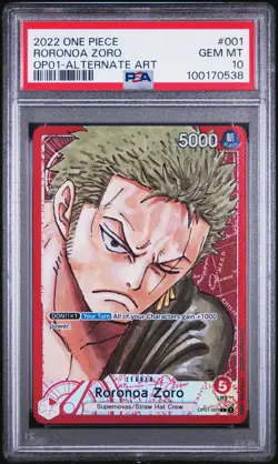 Alternate Art Roronoa Zoro One Piece 2022 Romance Dawn ENGLISH OP01-001 L PSA 10 - Image 1