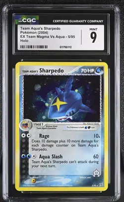 CGC 9 MINT Team Aqua's Sharpedo EX Team Magma Vs Aqua 5/95 Holo Pokemon Card - Image 1