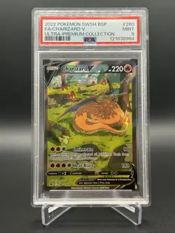 PSA 9 MINT Charizard V SWSH260 Black Star Promo Full Art Pokemon Card - Image 1