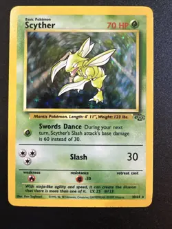Pokemon Scyther TCG Jungle Set Holo Rare Card 10/64 Vintage Unlimited, PSA 7 NM - Image 1