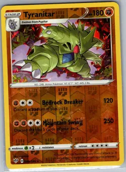 Tyranitar 088/189 Reverse Holo SWSH03: Darkness Ablaze - Pokemon Card - NM - Image 1