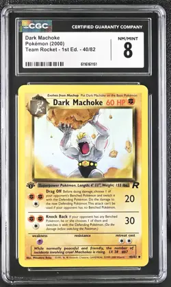 CGC 8 NM-MINT Dark Machoke Team Rocket 1st Edition 40/82 Pokemon Card - Image 1