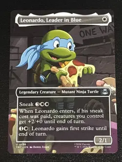 MTG Teenage Mutant Ninja Turtles Leonardo, Leader in Blue Borderless 0196 NM - Image 1
