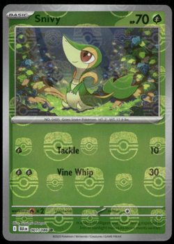 Pokemon TCG - Snivy 001/086 Master Ball Reverse Black Bolt - 1091 - NM+ - Image 1